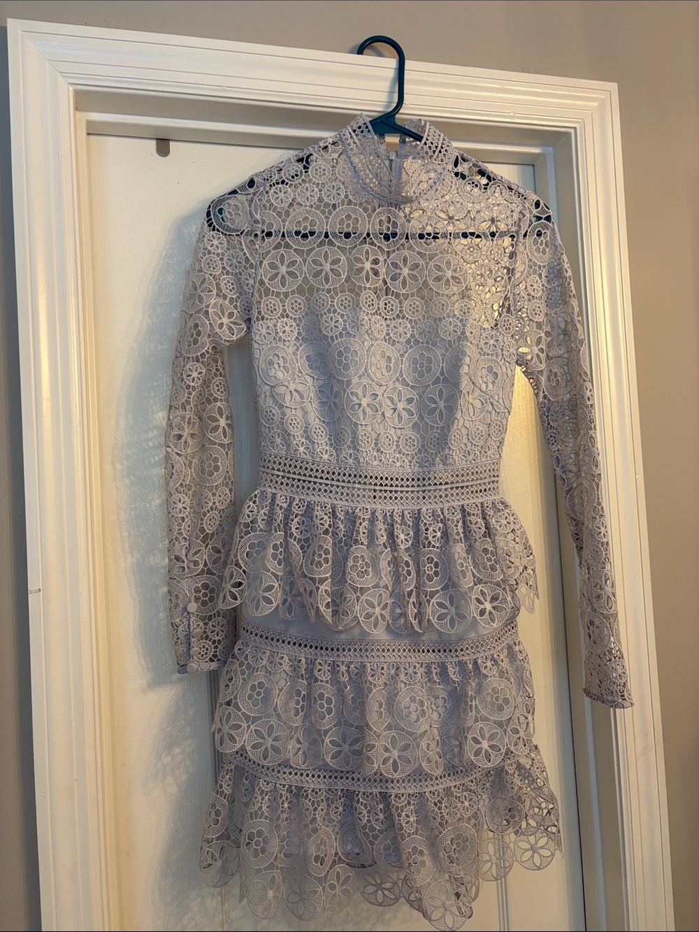 Self-Portrait Lace Tiered Long-Sleeve Dress